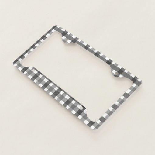 Gingham Pattern Grey License Plate Frame Zazzle
