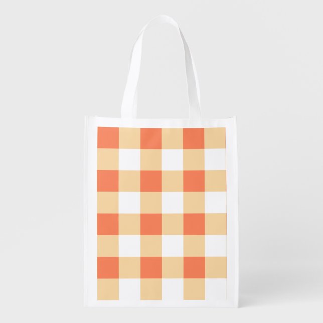 Gingham Pattern Grocery Bag (Front)