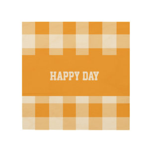 Gingham Pattern Happy Day  Wood Wall Art