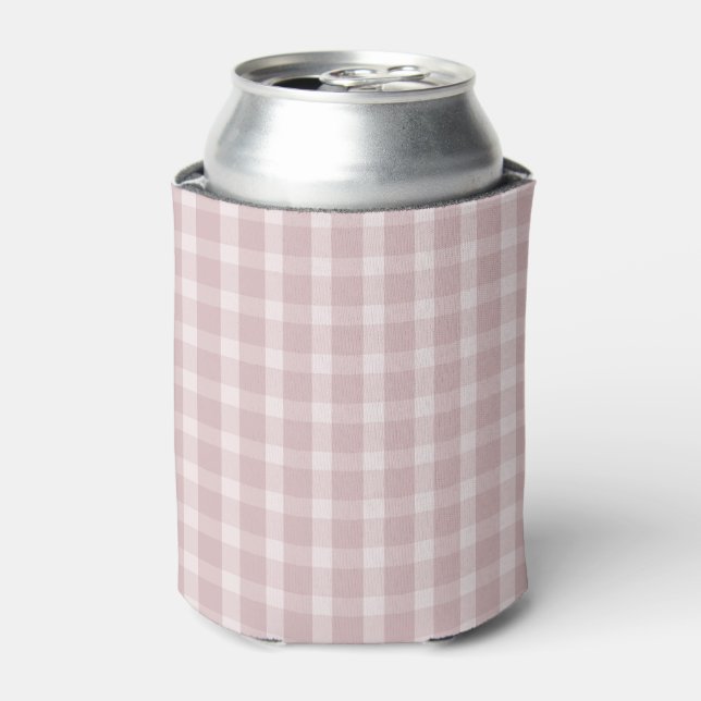 Gingham Pattern In Ballerina Preppy Pink Colors  Can Cooler (Can Front)