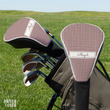 Gingham Pattern in Burgundy Red with Name