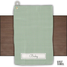 Gingham Pattern in Green with Name