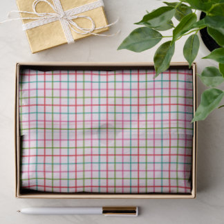 Gingham Pattern in Pink, Red, Green and Turquoise Tissue Paper