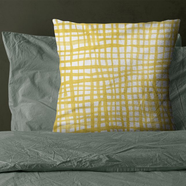 Gingham pattern in yellow throw pillow (Creator Uploaded)