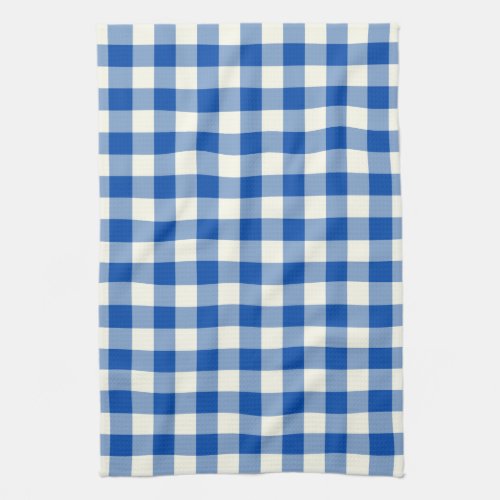 Gingham Pattern Kitchen Towel in Cobalt Blue