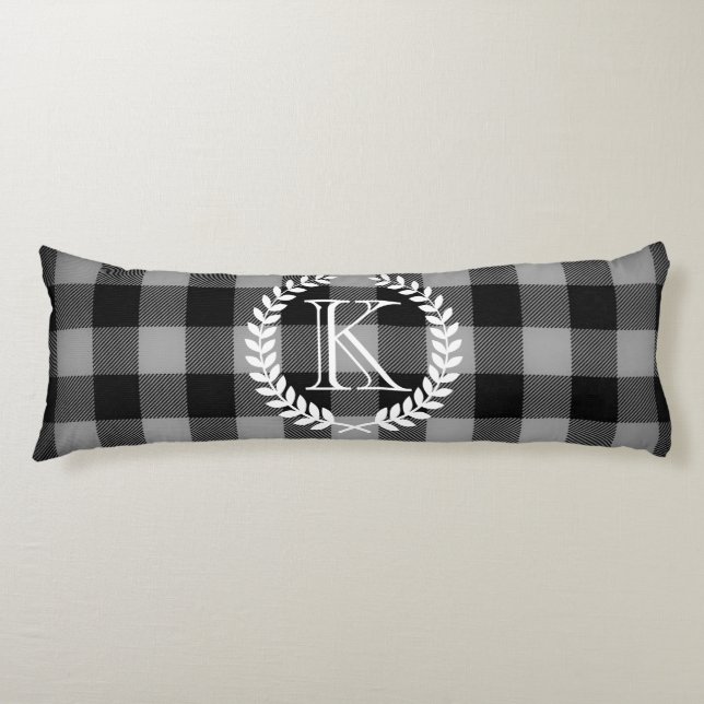 Gingham Pattern Monogram Body Pillow (Front)