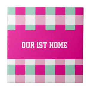 Gingham Pattern Our 1st Home Ceramic Tile