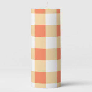 Gingham Pattern Pillar Candle