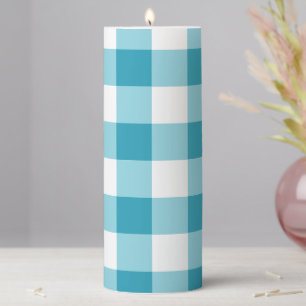 Gingham Pattern Pillar Candle