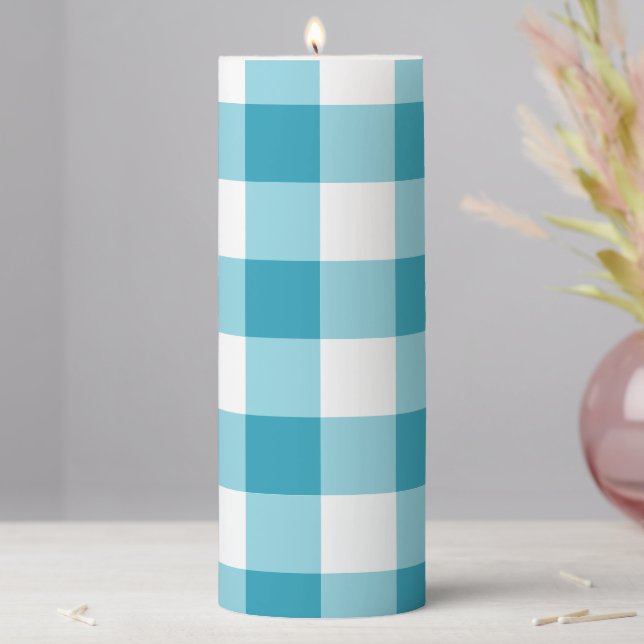 Gingham Pattern  Pillar Candle (In Situ)