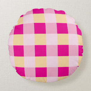 Gingham Pattern  Round Pillow
