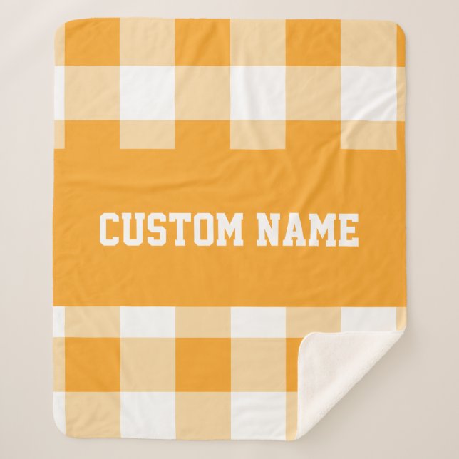 Gingham Pattern Sherpa Blanket (Front)