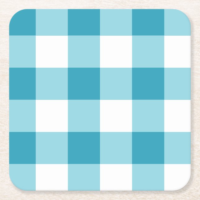 Gingham Pattern  Square Paper Coaster (Front)