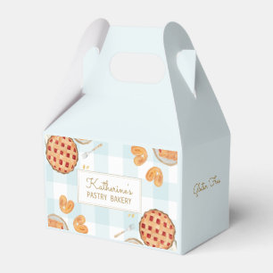 Gingham Pattern Watercolor Pastries Baking Bakery  Favor Boxes