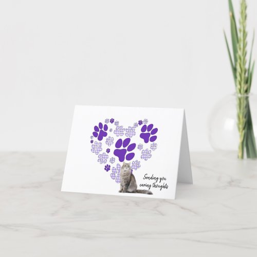 Gingham Pawprint Heart for Loss of Pet Cat Card