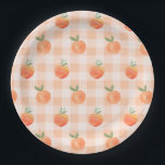 Gingham Peach Paper Plates<br><div class="desc">Country Peach Gingham Paper Plates</div>
