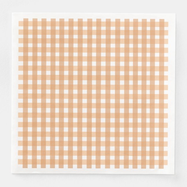 Gingham: Peachy Paper Dinner Napkins (Front)