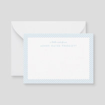Gingham personalized children's blue note card