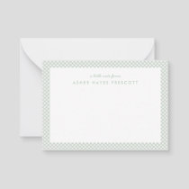 Gingham personalized children's green note card