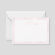 Gingham personalized children's pink note card