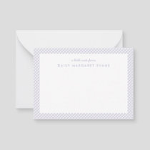 Gingham personalized children's purple note card
