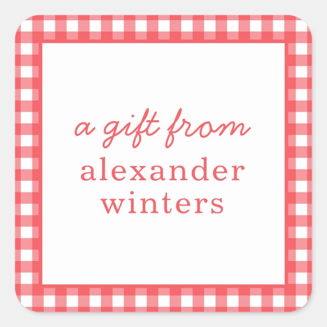 Gingham Personalized Gift Stickers (Front)