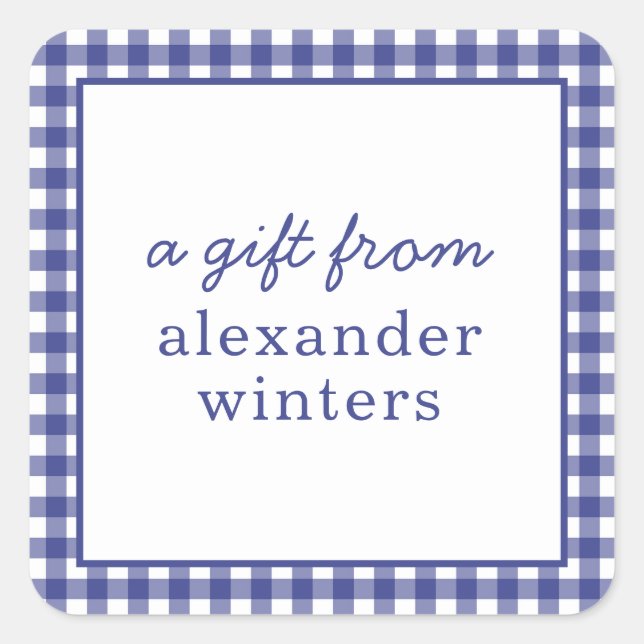 Gingham Personalized Gift Stickers (Front)