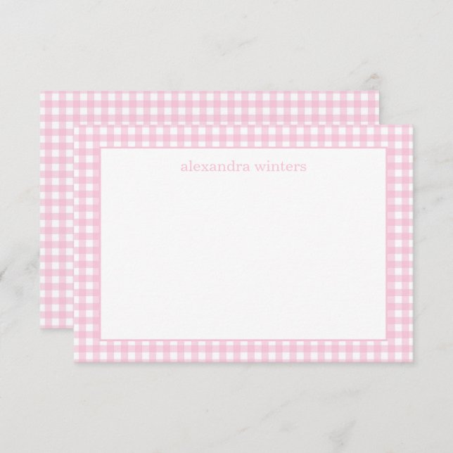 Gingham Personalized Note Cards (Front/Back)