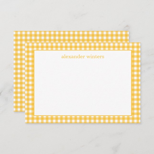 Gingham Personalized Note Cards (Front/Back)