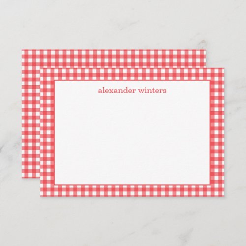 Gingham Personalized Note Cards