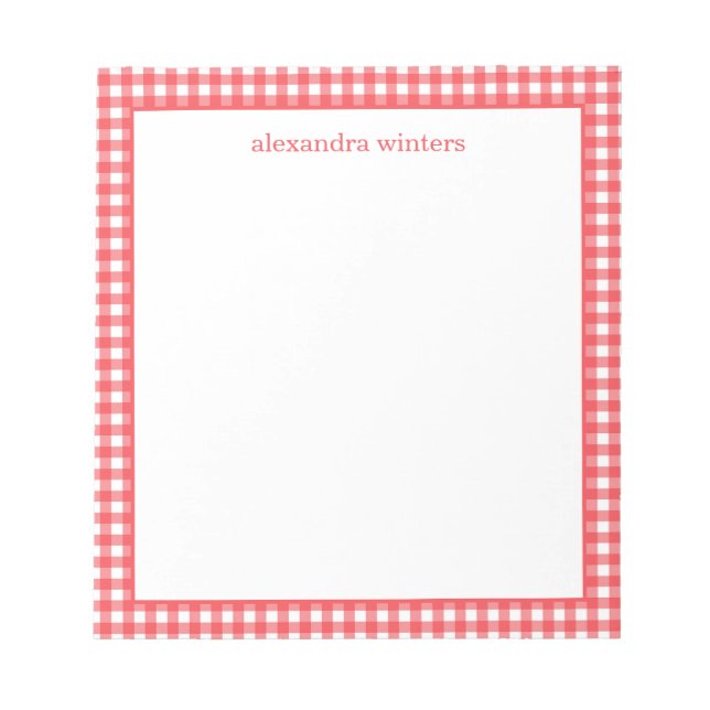 Gingham Personalized Notepad (Front)
