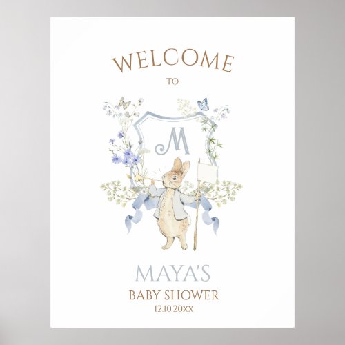 Gingham Peter the Rabbit Baby Shower Welcome Sign