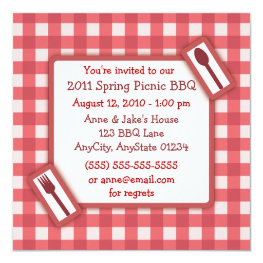 Gingham Picnic BBQ Invitation | Zazzle