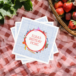 Gingham Picnic Modern Cute CUSTOM BIRTHDAY PARTY Napkins