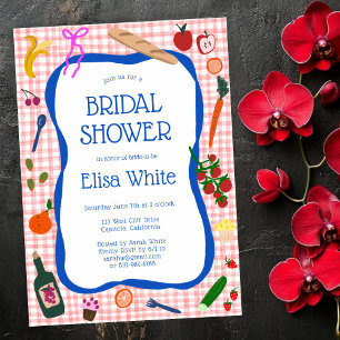 Gingham Picnic Modern Cute CUSTOM Bridal Shower Invitation