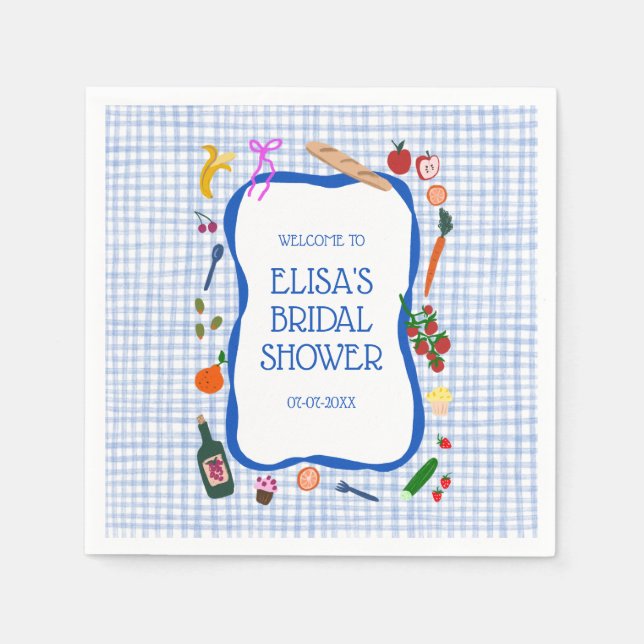 Gingham Picnic Modern Cute CUSTOM Bridal Shower Napkins (Front)