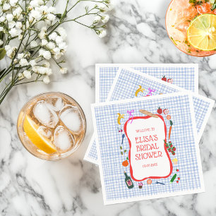 Gingham Picnic Modern Cute CUSTOM Bridal Shower Napkins
