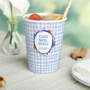 Gingham Picnic Modern Cute CUSTOM Bridal Shower Paper Cups