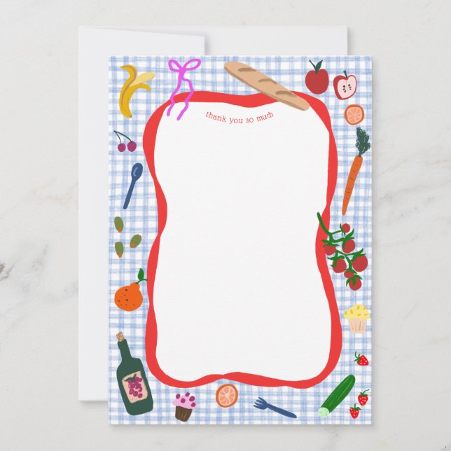 Gingham Picnic Modern Cute CUSTOM Bridal Shower Thank You Card (Front)