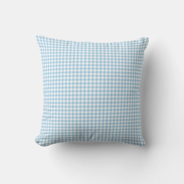 Gingham Pillow in Cornflower Blue (Front)