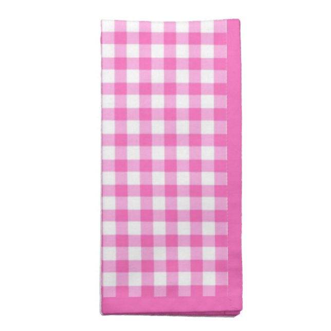 Gingham Pink and White  Cloth Napkin (Folded)