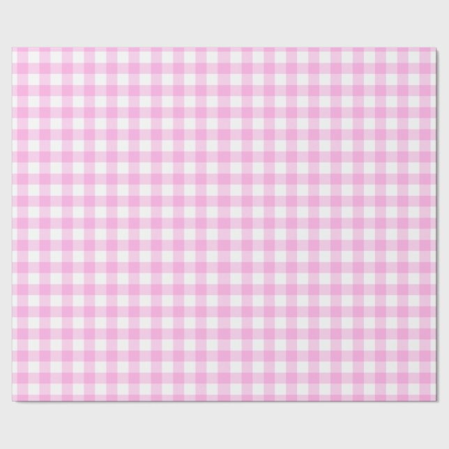 Gingham pink and white patterned wrap wrapping paper (Seam)