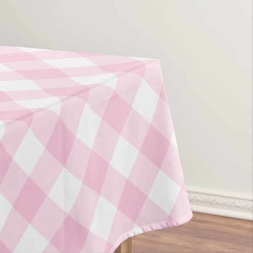 Gingham Pink And White Plaid Pattern Tablecloth