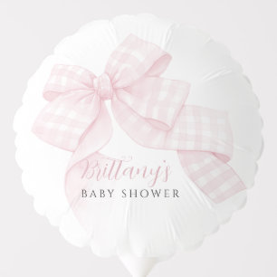 Gingham Pink Bow Baby Shower Balloon