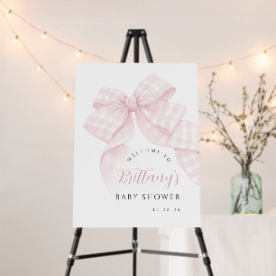 Gingham Pink Bow Baby Shower Foam Board