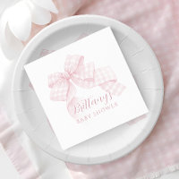 Gingham Pink Bow Baby Shower