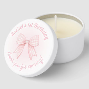 gingham pink bow thank you for coming mini candle favors
