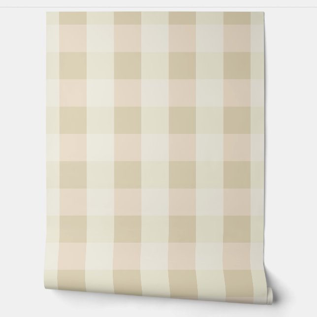 Gingham | Pink & Cream Wallpaper (Unrolling)