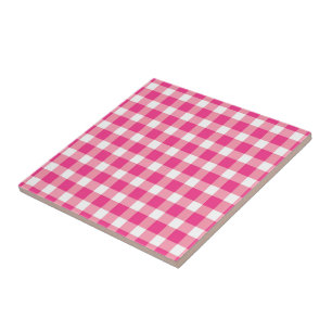 Gingham Pink Design Ceramic Tile