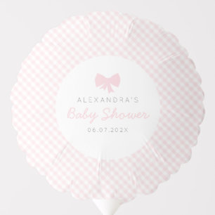 Gingham pink girl baby shower balloon